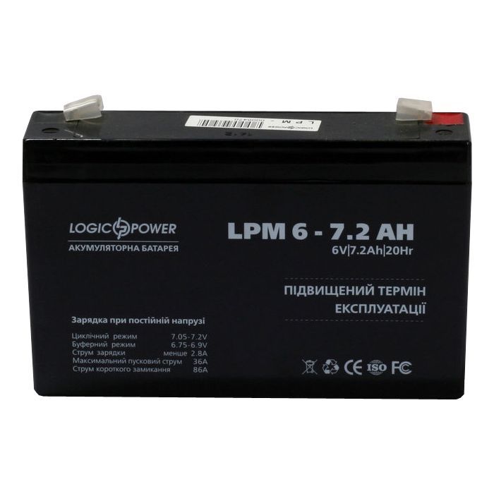 Батарея к ИБП LogicPower LPM 6В 7.2 Ач (3859) изображение 2
