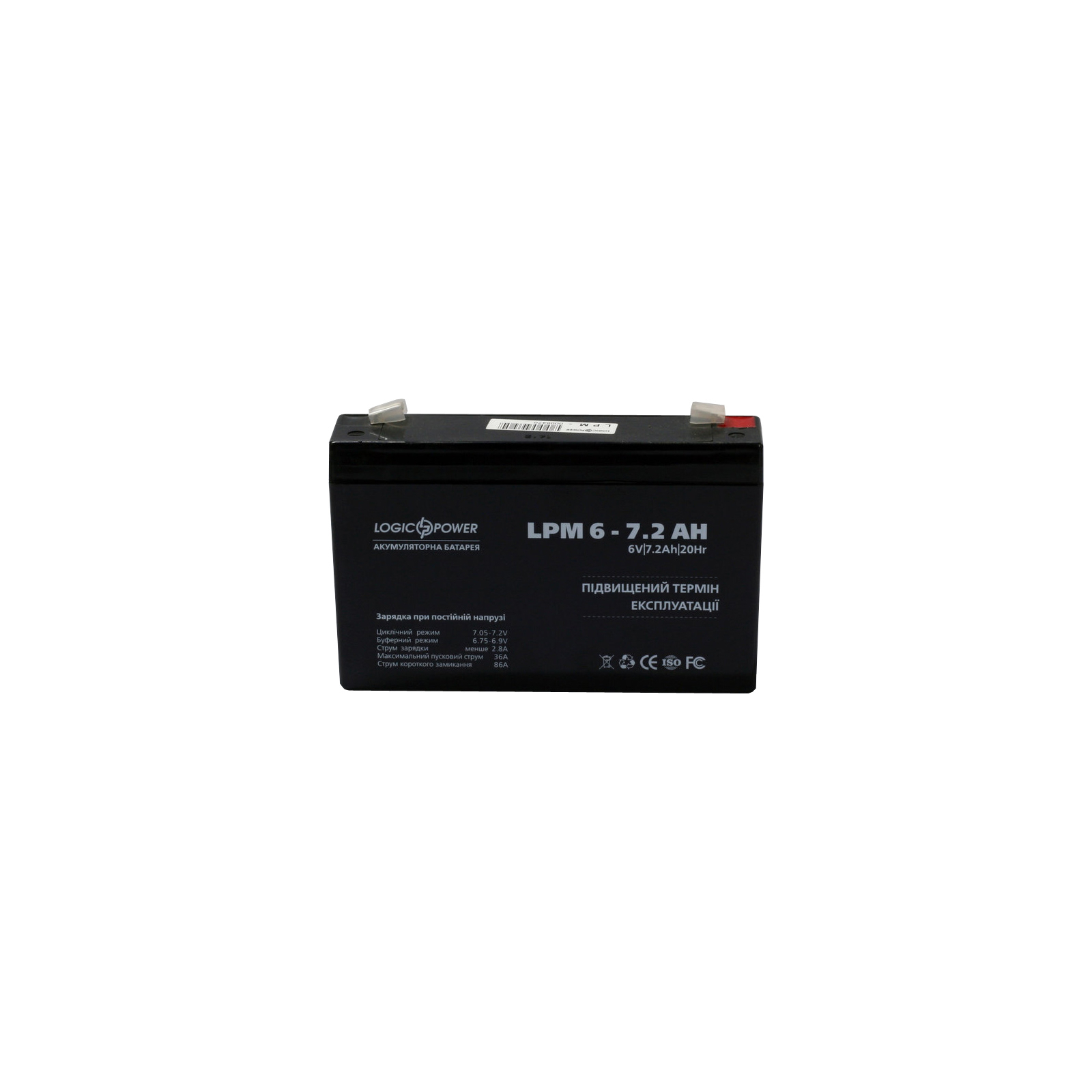 Батарея до ДБЖ LogicPower LPM 6В 7.2 Ач (3859) зображення 2