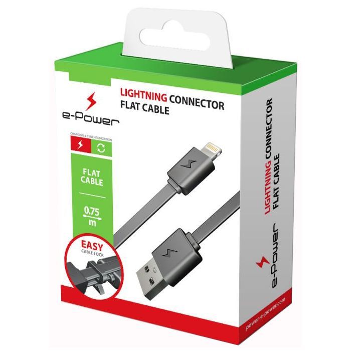 Дата кабель USB 2.0 AM to Lightning 0.75m E-power (EP111DC)