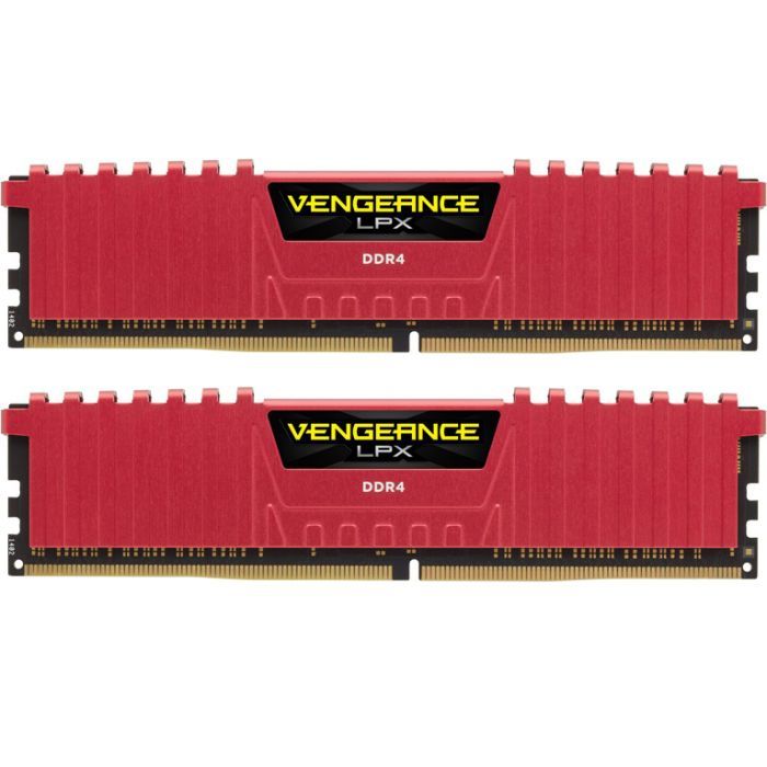 Модуль пам'яті для комп'ютера DDR4 16GB (2x8GB) 3200 MHz Vengeance LPX Red Corsair (CMK16GX4M2B3200C16R)