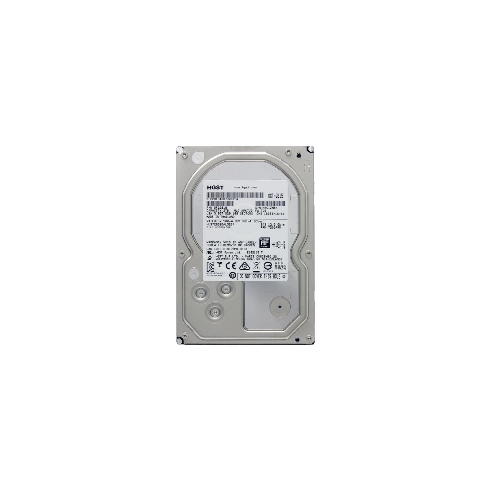 Жесткий диск для сервера 2TB WDC Hitachi HGST (0F22819 / HUS726020AL5214)