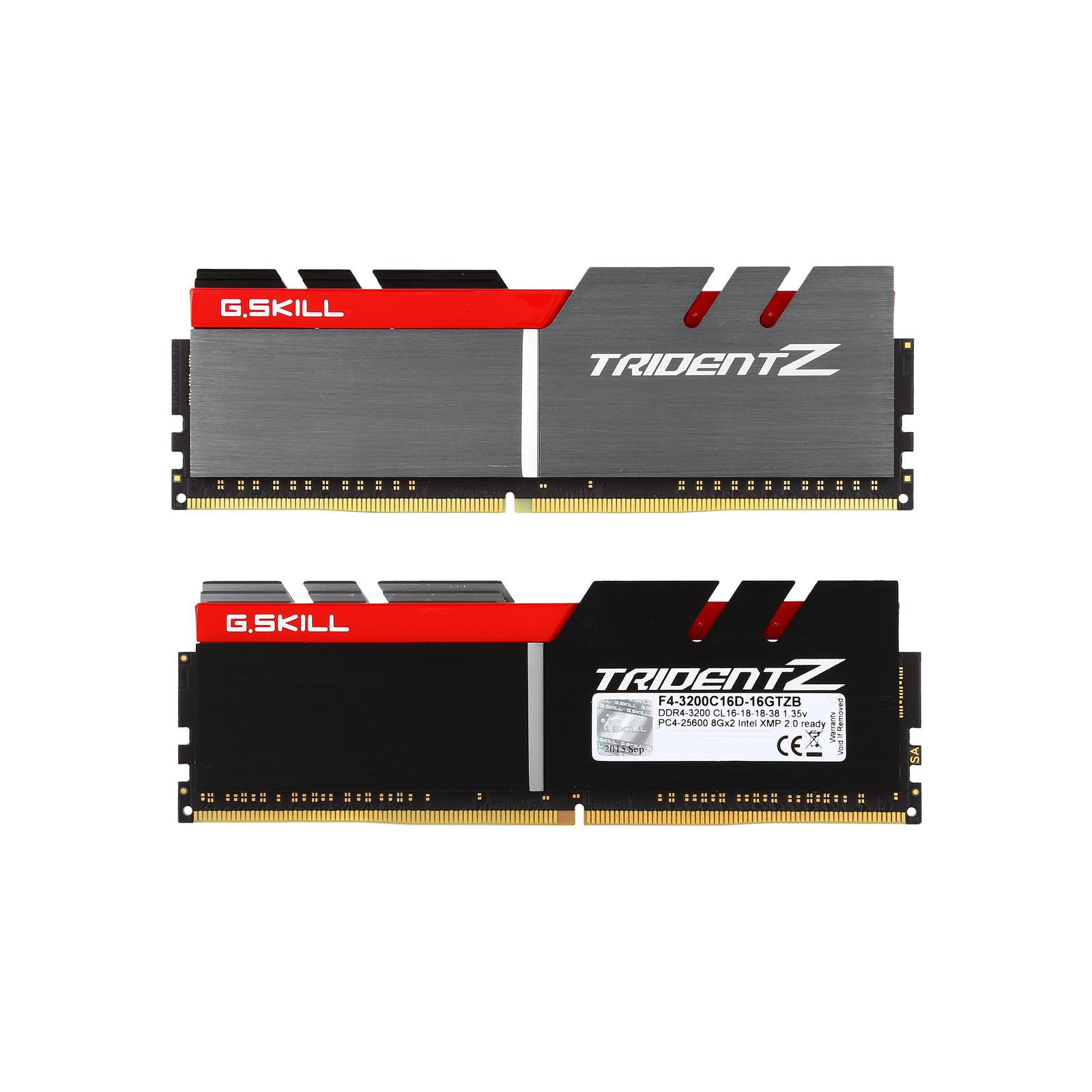 Модуль пам'яті для комп'ютера DDR4 16GB (2x8GB) 3200 MHz Trident Z Silver H/ Red G.Skill (F4-3200C16D-16GTZB) зображення 2