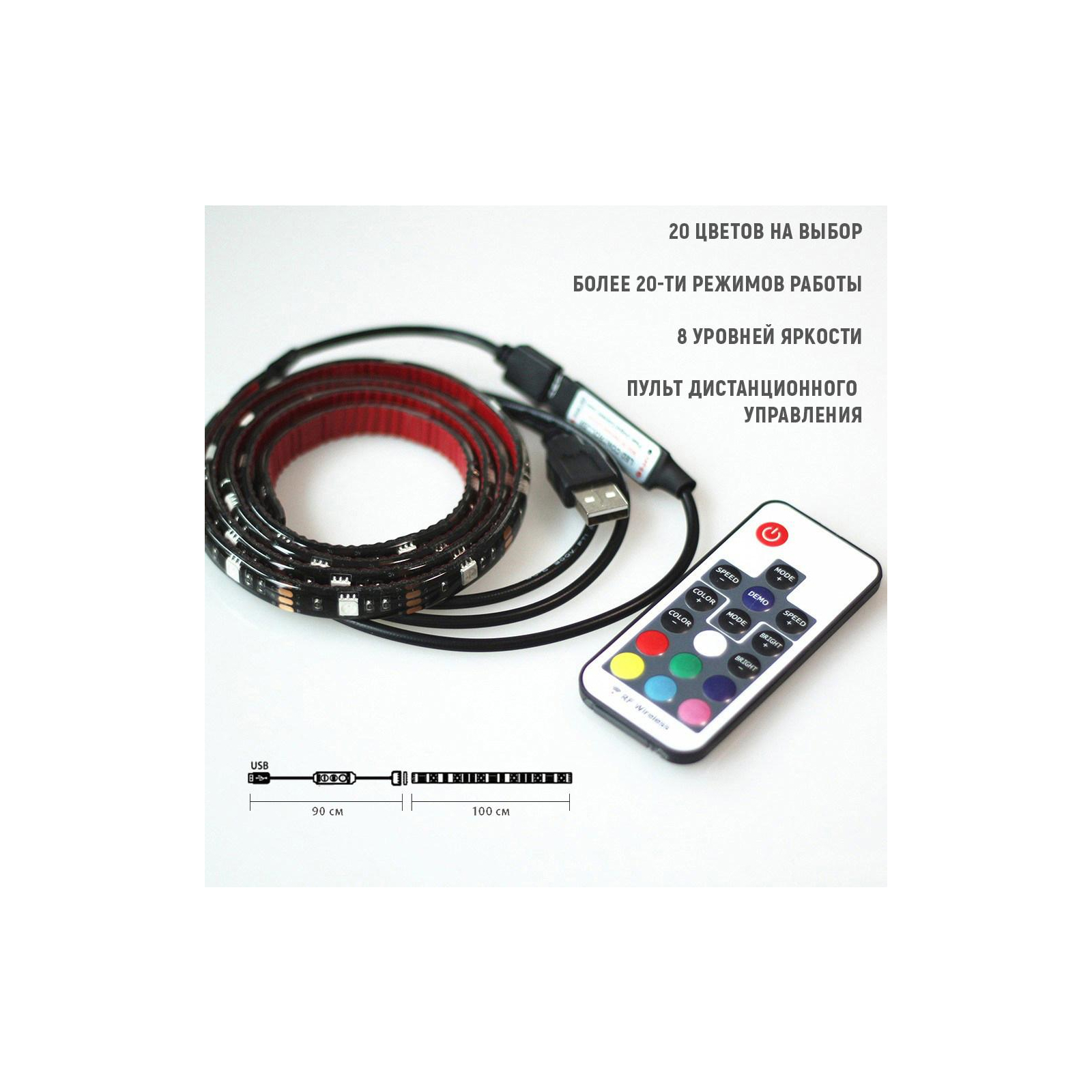Світлодіодна стрічка USB Светодиодная лента RGB 1м с пультом ColorWay (CW-LSRGB1-RC-004) зображення 3