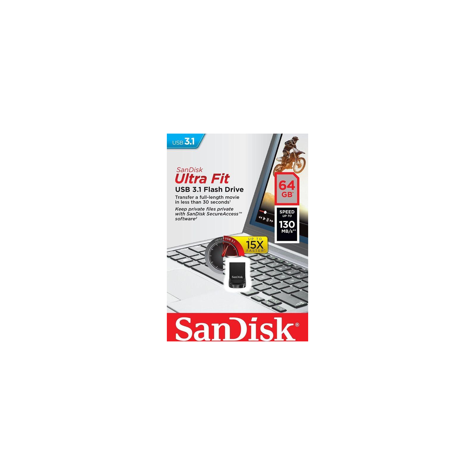 USB флеш накопитель SanDisk 128Gb Ultra Fit USB 3.1 (SDCZ430-128G-G46) изображение 6