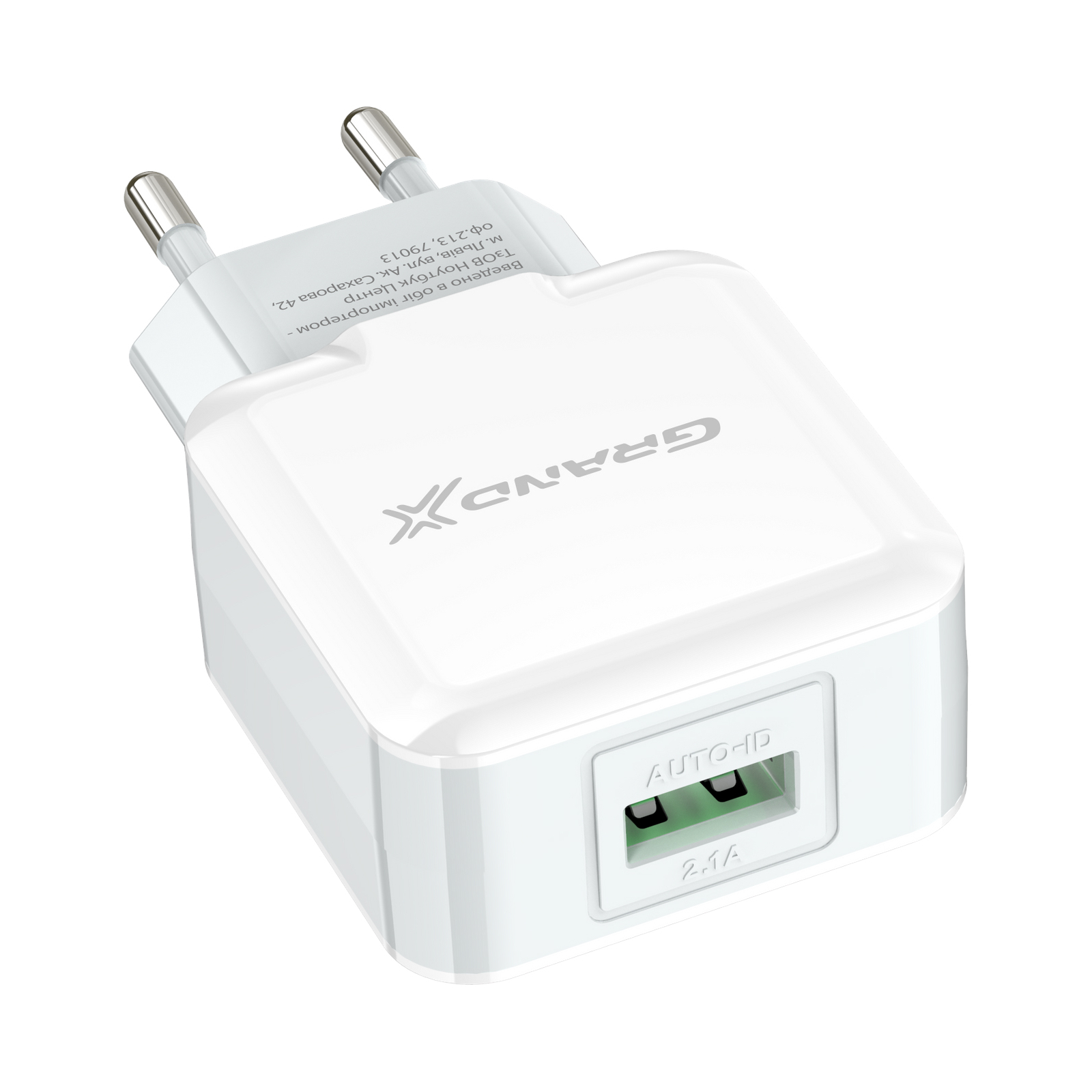 Зарядное устройство Grand-X USB 5V 2,1A White + cable USB -> Lightning, Cu (CH03LTW) изображение 3