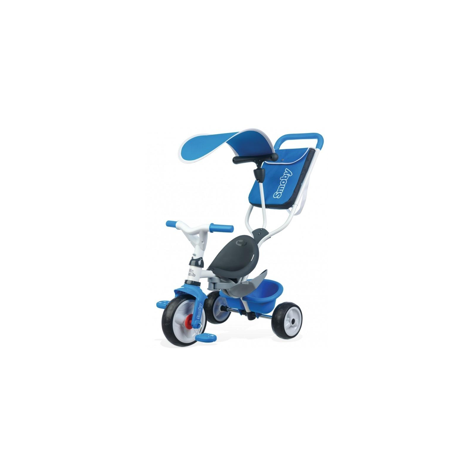 Дитячий велосипед Smoby з козирком, багажником та сумкою Синій (741102) зображення 2