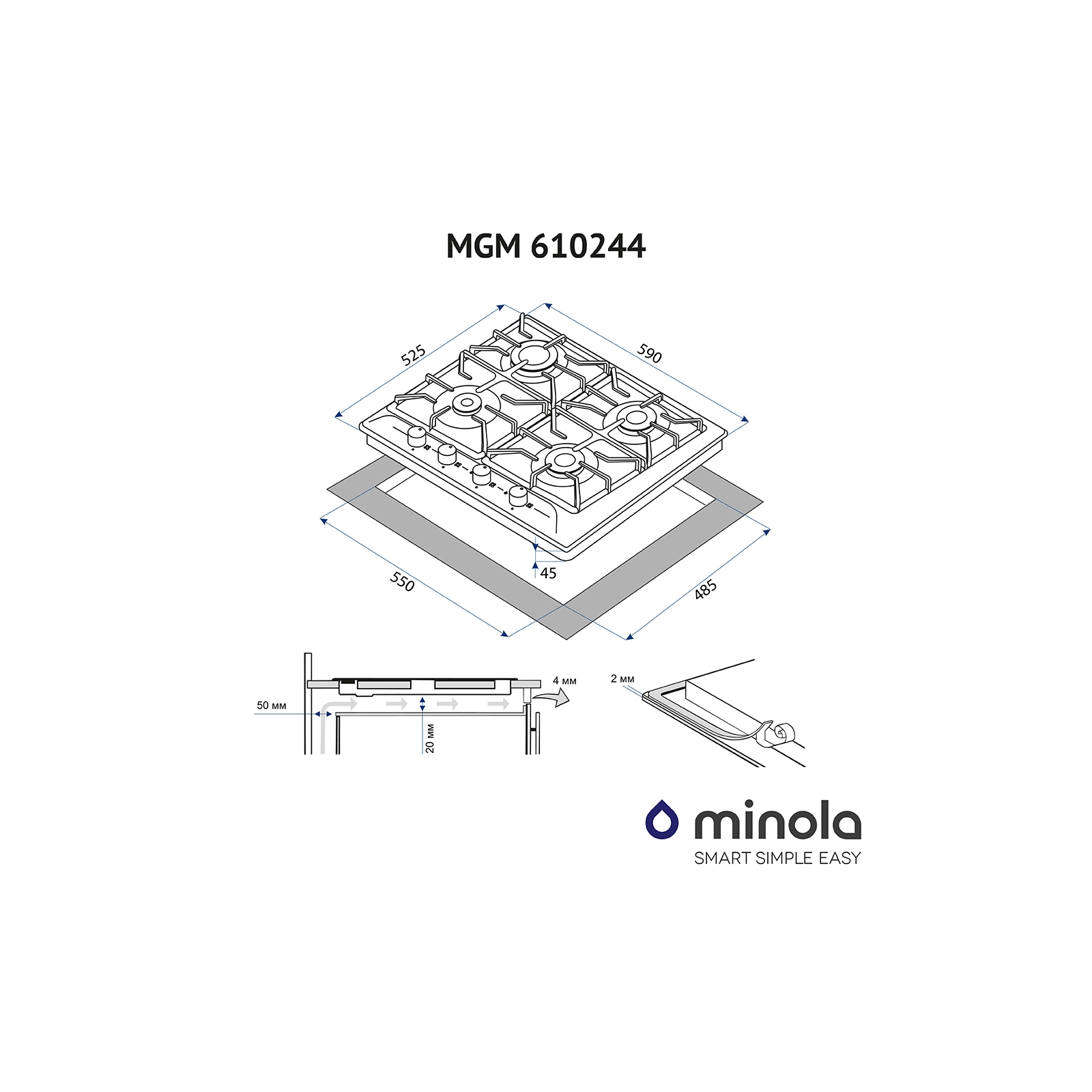 Варочная поверхность Minola MGM 610244 BL изображение 3