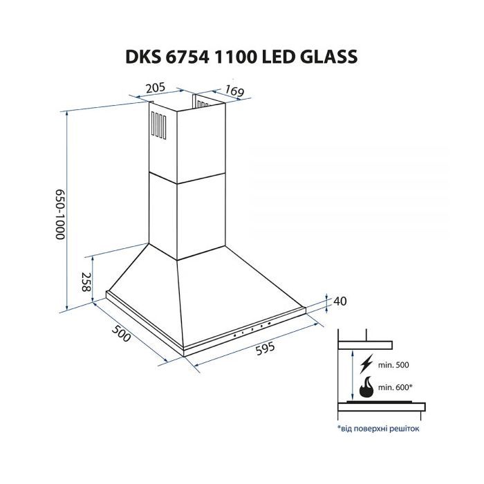 Вытяжка кухонная Minola DKS 6754 WH 1100 LED GLASS изображение 12