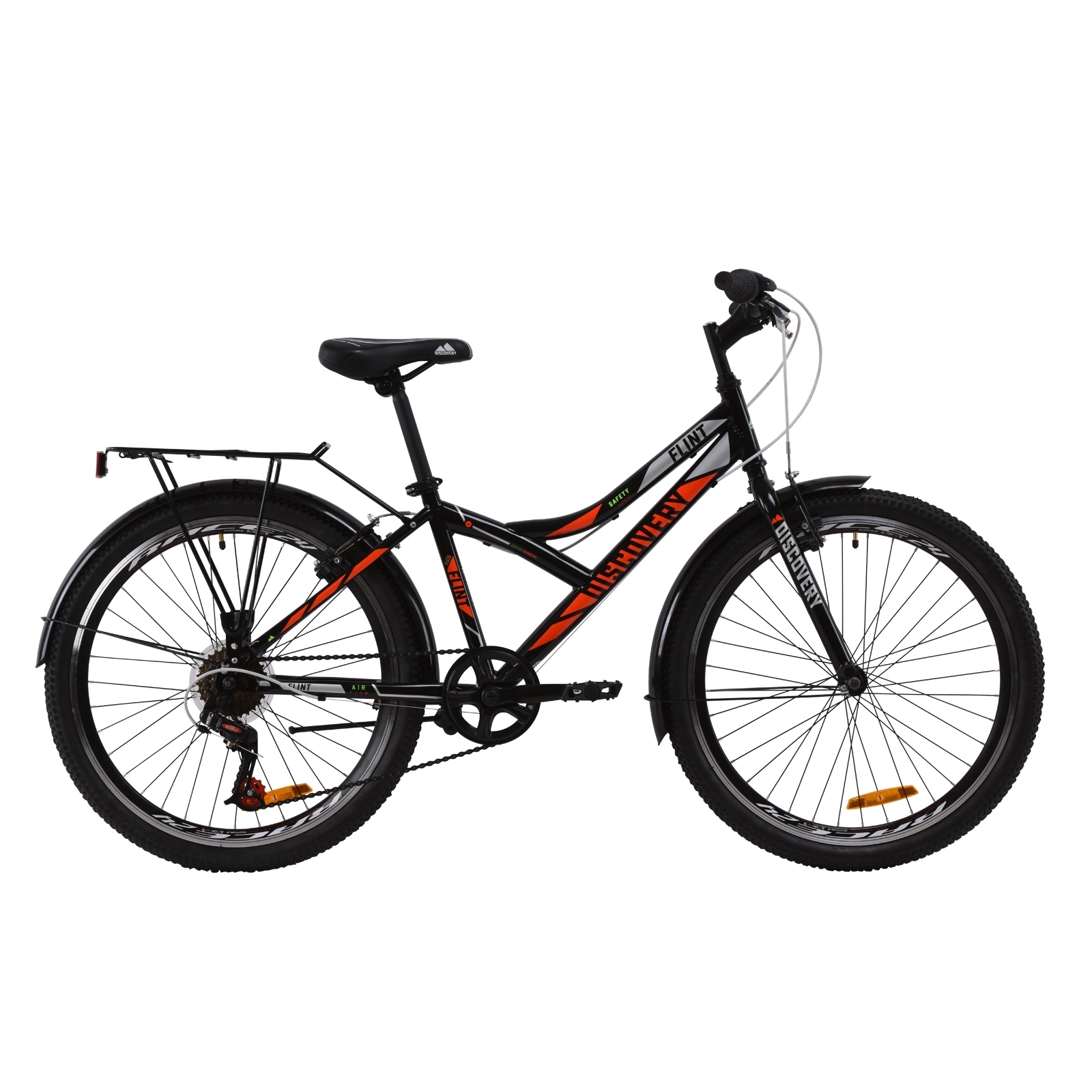 Велосипед Discovery 24" FLINT Vbr рама-14" St 2020 черно-оранжевый с серым + баг (OPS-DIS-24-175)