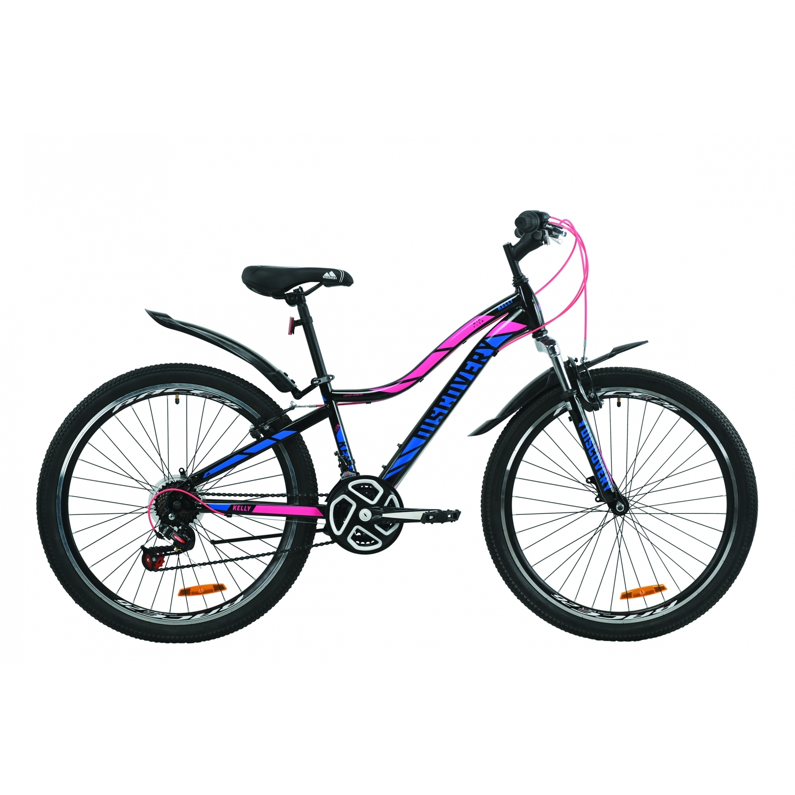Велосипед Discovery 26" KELLY AM Vbr рама-13,5" St 2020 черно-малиновый с голубы (OPS-DIS-26-248)