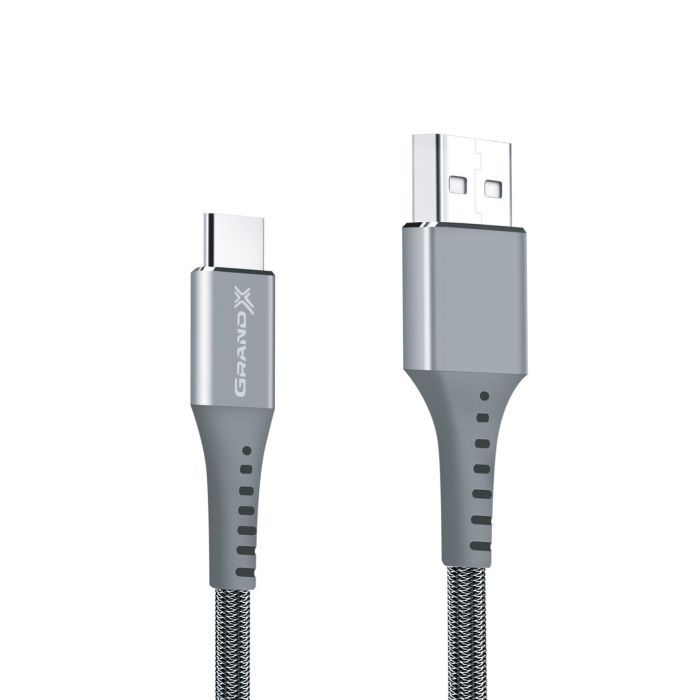 Дата кабель USB 2.0 AM to USB-C 1.2m Grey Grand-X (FC-12G) зображення 2