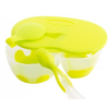 Набір дитячого посуду Baby Team Тарілка двосекційна з кришкою і ложкою (6003_green) зображення 2
