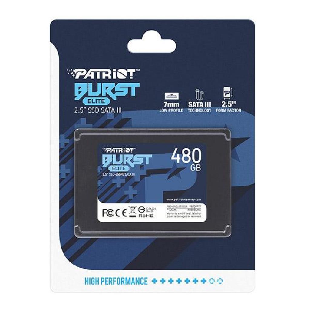 Накопичувач SSD 2.5" 480GB Burst Elite Patriot (PBE480GS25SSDR) зображення 4