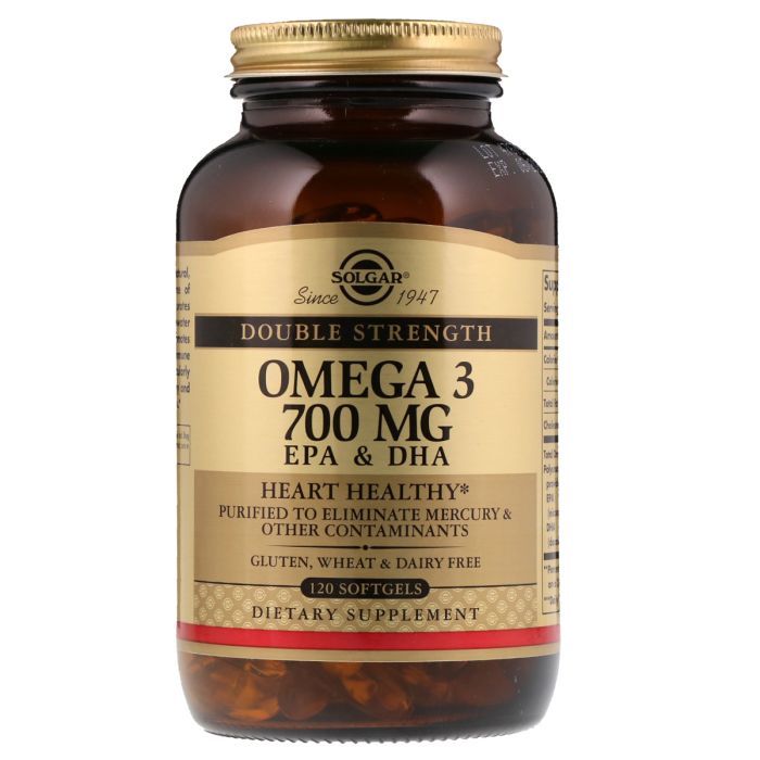 Жирные кислоты Solgar Омега-3, ЭПК и ДГК, Triple Strength, 700 мг, 120 желатиновы (SOL-02053)