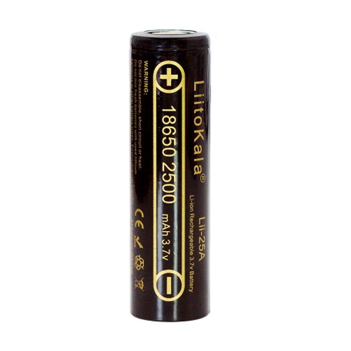 Акумулятор 18650 2500mAh Li-Ion, (2450-2650mah), 3.7V (2.75-4.2V), Blac Liitokala (Lii-25A)