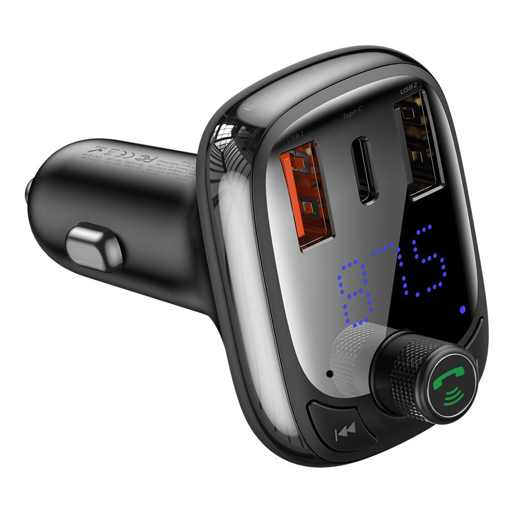FM модулятор Baseus T typed S-13 Bluetooth MP3 car charger Black (CCTM-B01) зображення 2