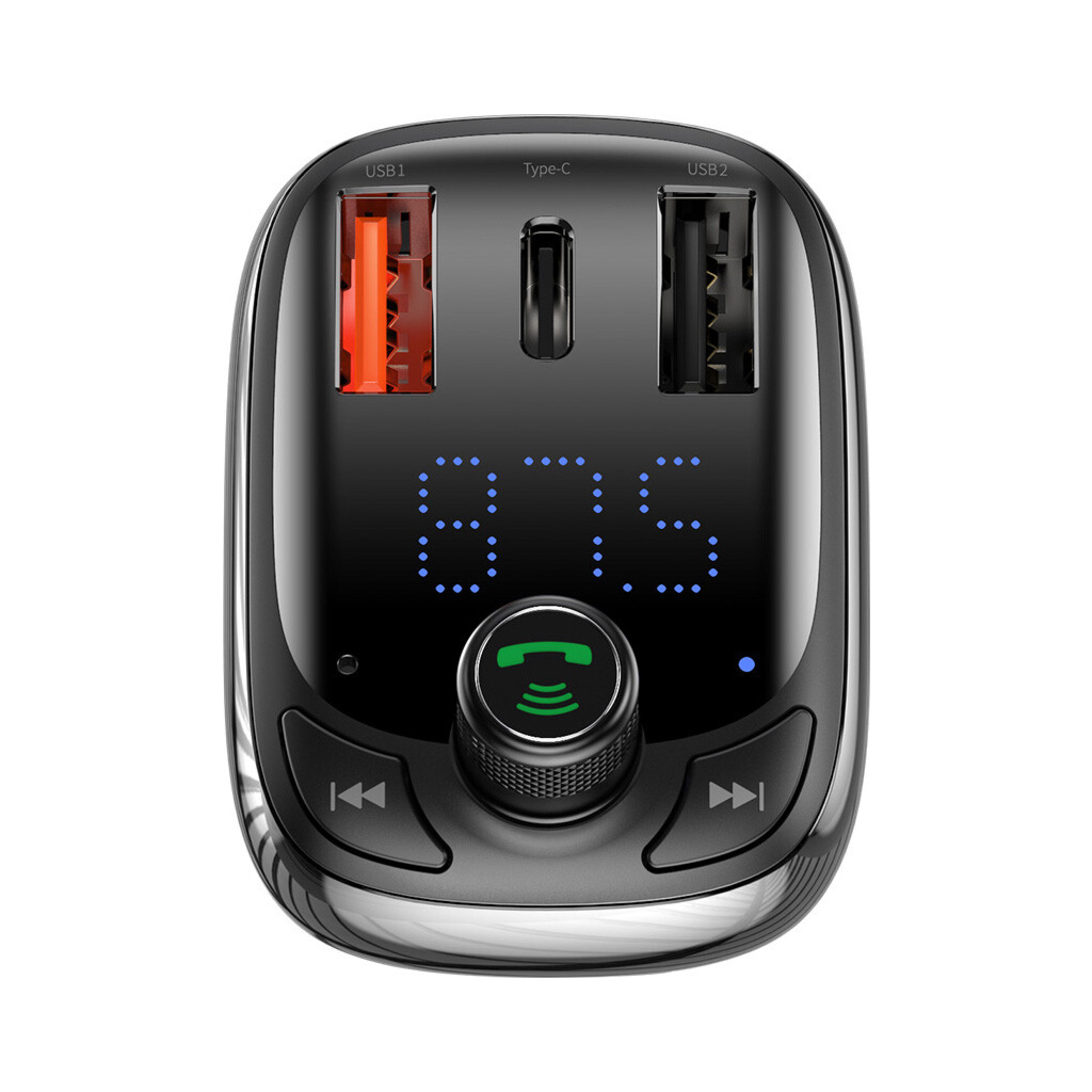 FM модулятор Baseus T typed S-13 Bluetooth MP3 car charger Black (CCTM-B01) изображение 4