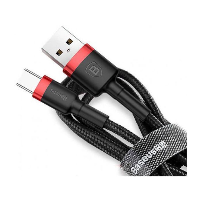 Дата кабель USB 2.0 AM to Type-C 0.5m 3A red-black Baseus (CATKLF-A91)