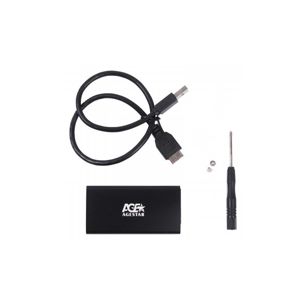 Карман внешний AgeStar mSATA, USB3.0 Metal black (3UBMS2(BLACK)) изображение 3