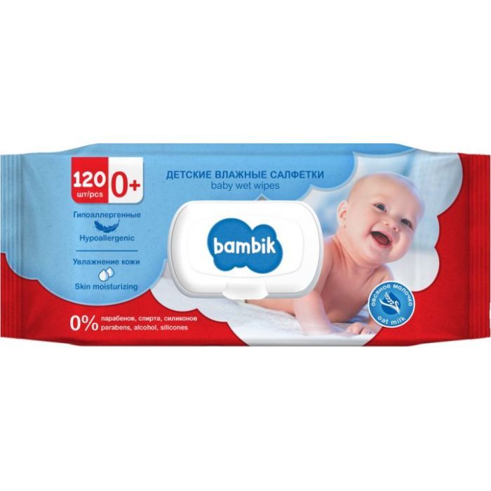 Детские влажные салфетки Bambik с овсяным молочком 120 шт. (43406100)