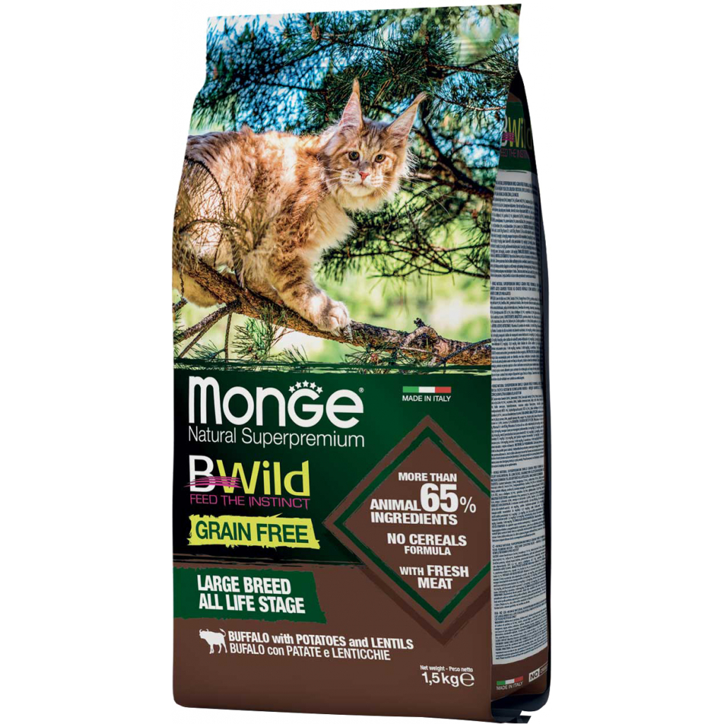 Сухой корм для кошек Monge Cat Bwild GR.FREE с мясом буйвола 1.5 кг (8009470012065)