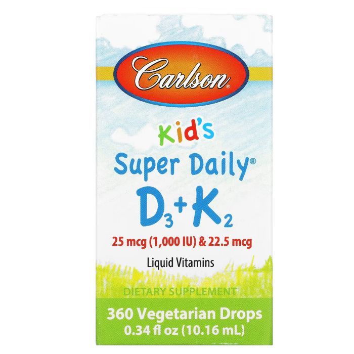 Витамин Carlson Витамин D3+K2 для детей в каплях, 1000 МЕ и 22,5 мкг, Kid's (CAR-10530)