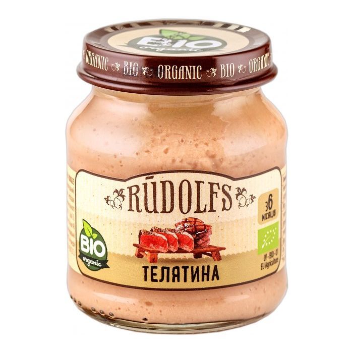 Детское пюре Rudolfs Телятина с 6 месяцев 120 г (4751017940808)