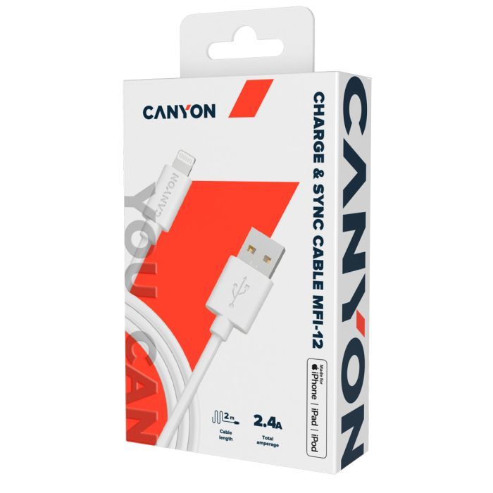 Дата кабель USB 2.0 AM to Lightning 1.0m MFI black Canyon (CNS-MFIC12B) изображение 2