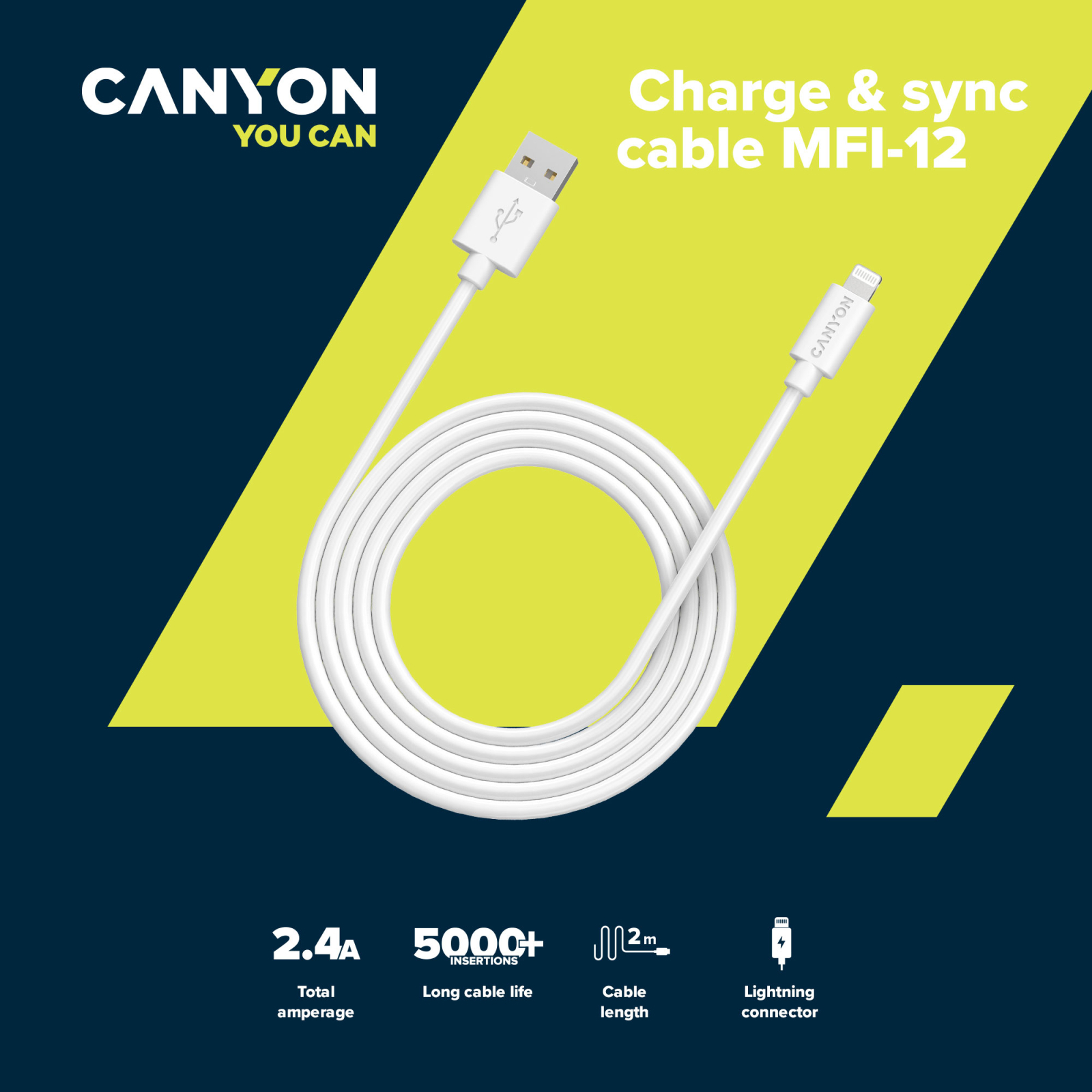 Дата кабель USB 2.0 AM to Lightning 1.0m MFI black Canyon (CNS-MFIC12B) зображення 3