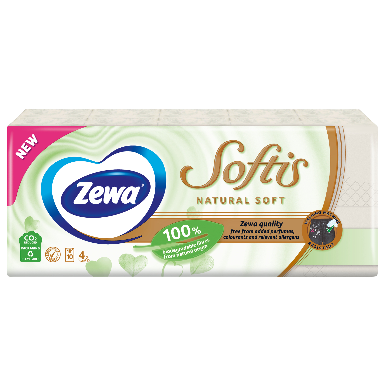 Салфетки косметические Zewa Softis Natural Soft 10 x 9 шт. (7322541351872)