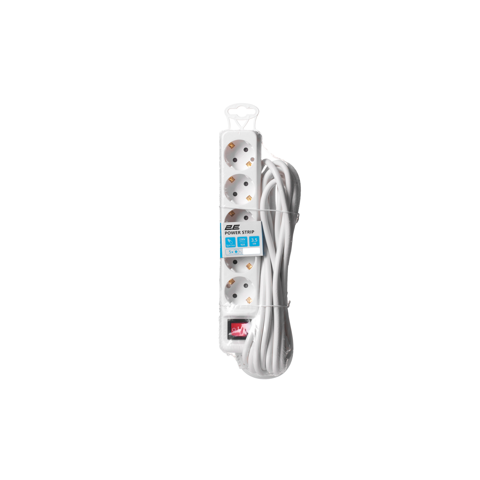 Мережевий подовжувач 2E 5XSchuko з вимикачем,5м, white (2E-U05ES15M5) зображення 6