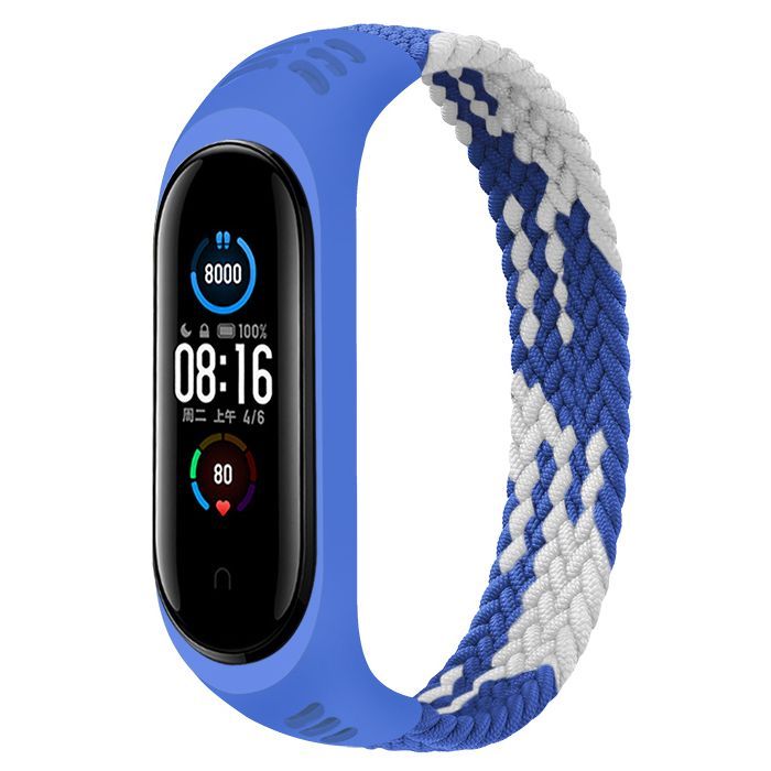 Ремінець до фітнес браслета BeCover Elastic Nylon Style для Xiaomi Mi Smart Band 5/6 (Size M) Blue-White (706151)