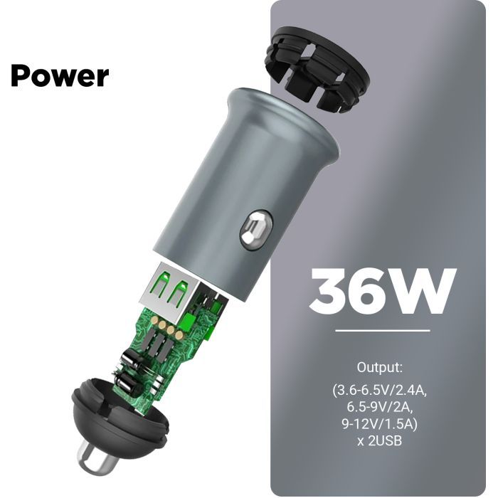 Зарядное устройство Armorstandart Car 2xUSB QC3.0 Grey (ARM65438) изображение 2