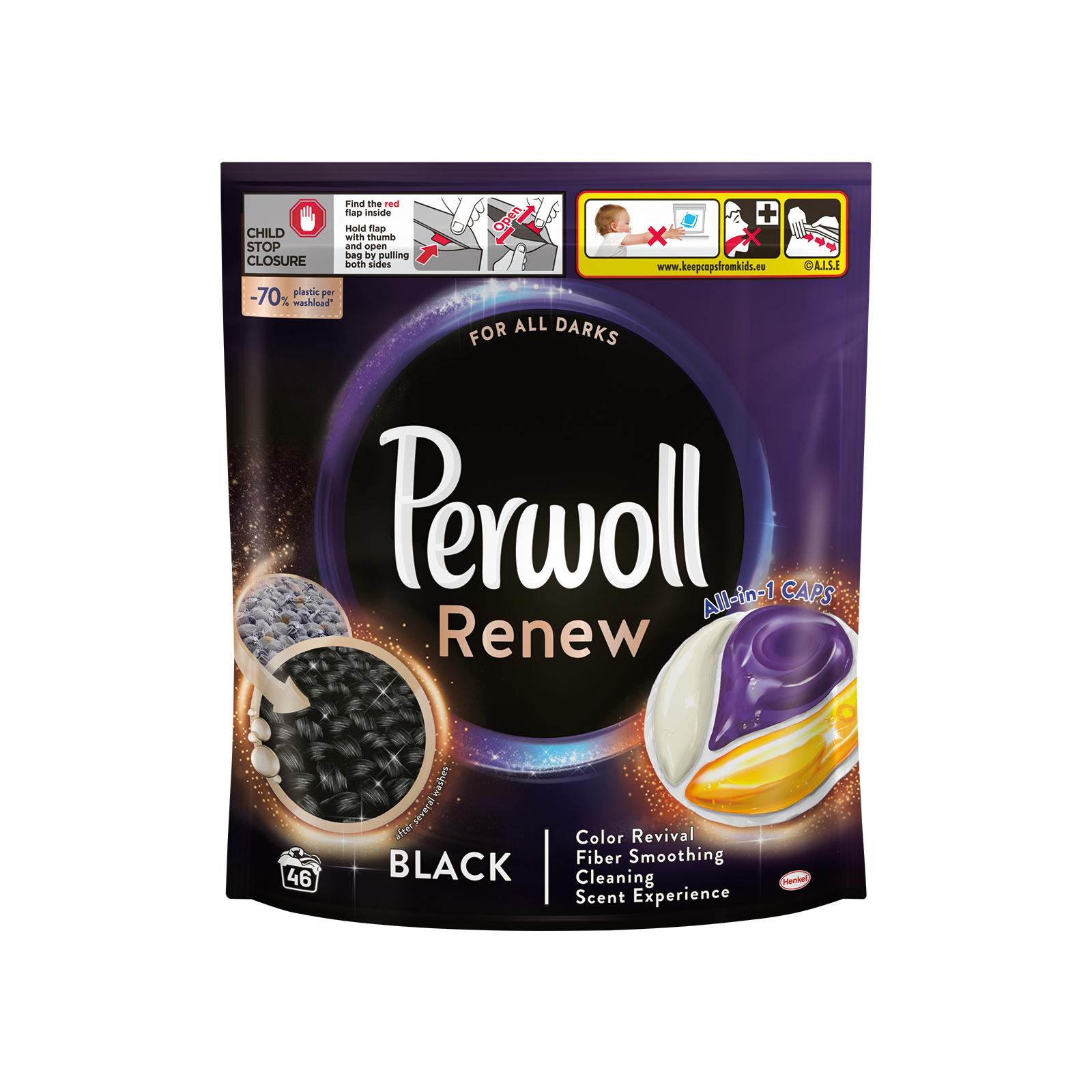 Капсулы для стирки Perwoll Renew Black для темных и чёрных вещей 46 шт. (9000101575484)