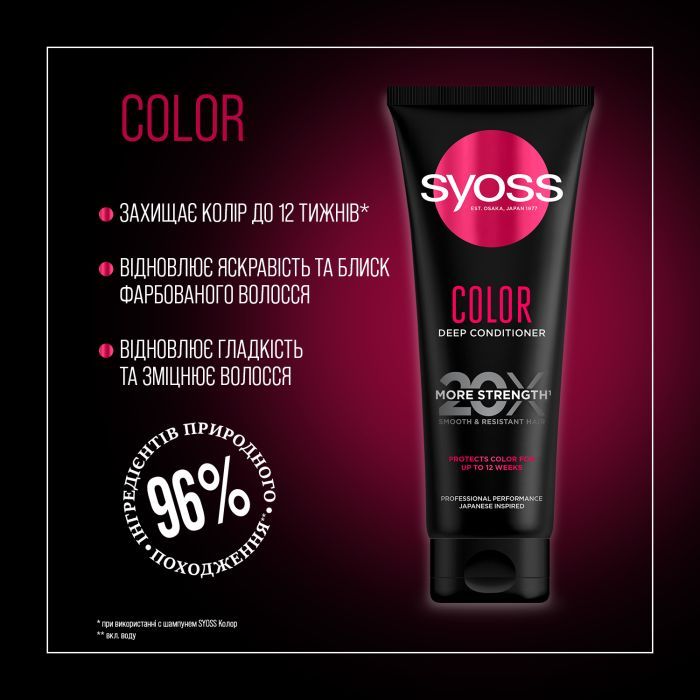 Кондиціонер для волосся Syoss Color Інтенсивний з олією камелії для фарбованого та тонованого волосся 250 мл (9000101665628) зображення 3