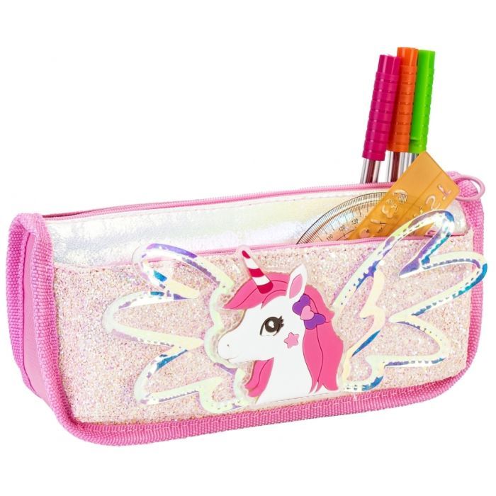 Пенал Cool For School з блискітками 2 відділення рожевий (CF87064) зображення 2