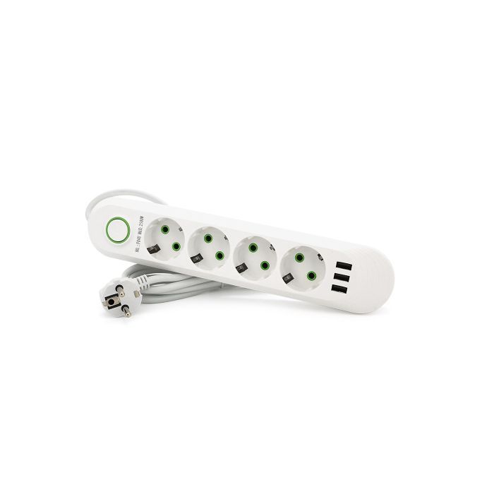 Мережевий фільтр живлення Voltronic F04U, 4роз EU, 3*USB White (F04U-White) зображення 2