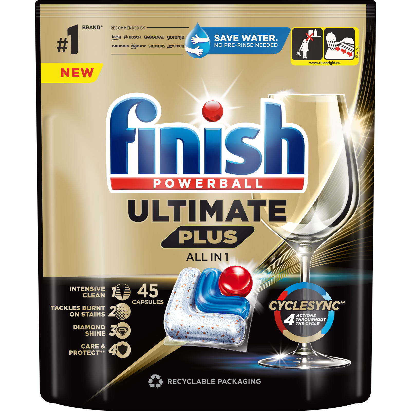 Таблетки для посудомийних машин Finish Ultimate Plus All in 1 45 шт. (5908252010981) зображення 2