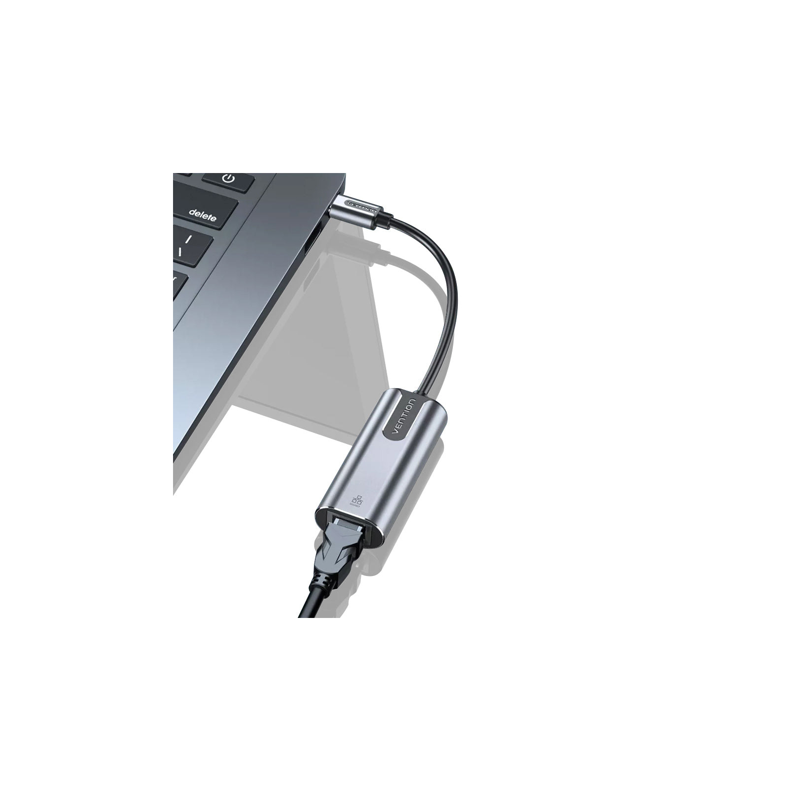Переходник USB3.1 Type-C to Ethernet RJ45 1000Mb Aluminum black Vention (CFNHB) изображение 3