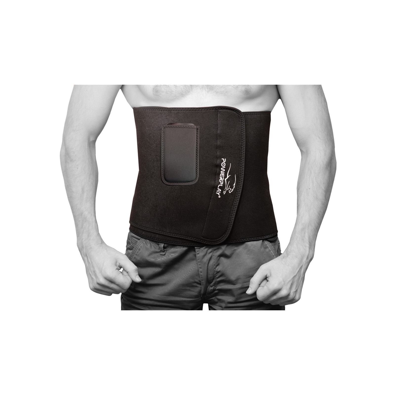 Пояс для похудения PowerPlay 4301 125 х 30 см + кишеня для смартфона Чорний (PP_4301_Black_125_Pocket) изображение 6
