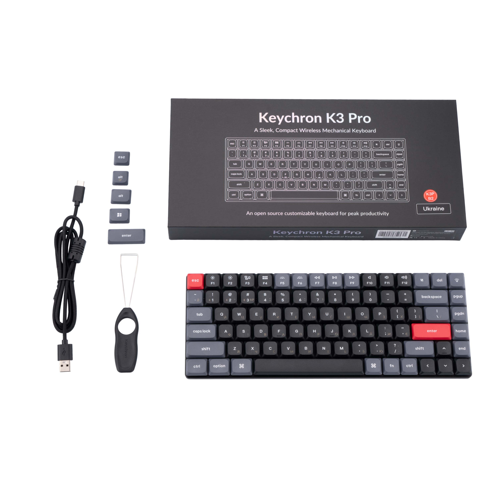 Клавіатура Keychron K3 PRO 84Key Gateron Red Hot-swap Low Profile QMK UA RGB Black (K3PH1_KEYCHRON) зображення 2