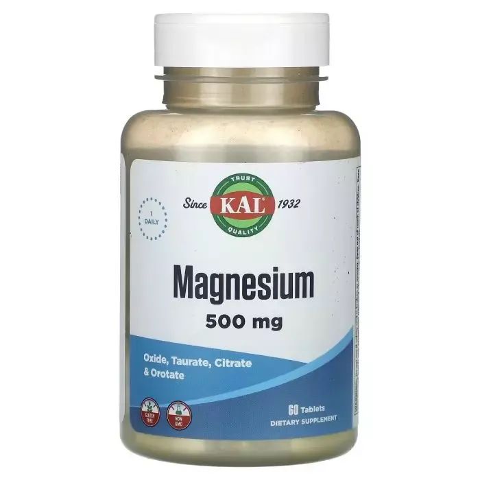 Минералы KAL Магний, 500 мг, Magnesium, 60 таблеток (CAL-57320)