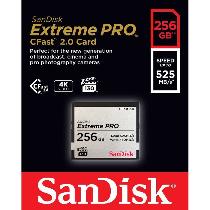 Карта памяти SanDisk 256GB CFast 2.0 Extreme Pro (SDCFSP-256G-G46D) изображение 2