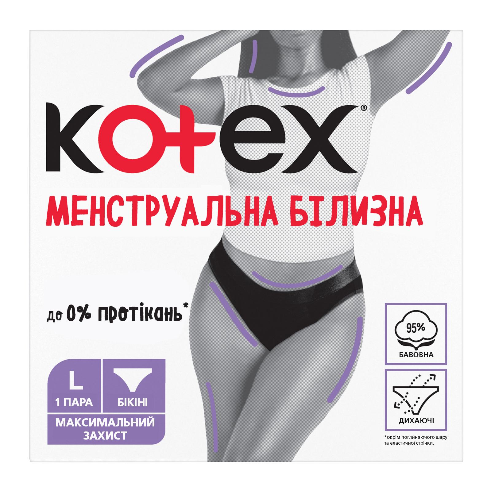 Гігієнічні прокладки Kotex Менструальна білизна розмір L 1 шт. (5029053590233)