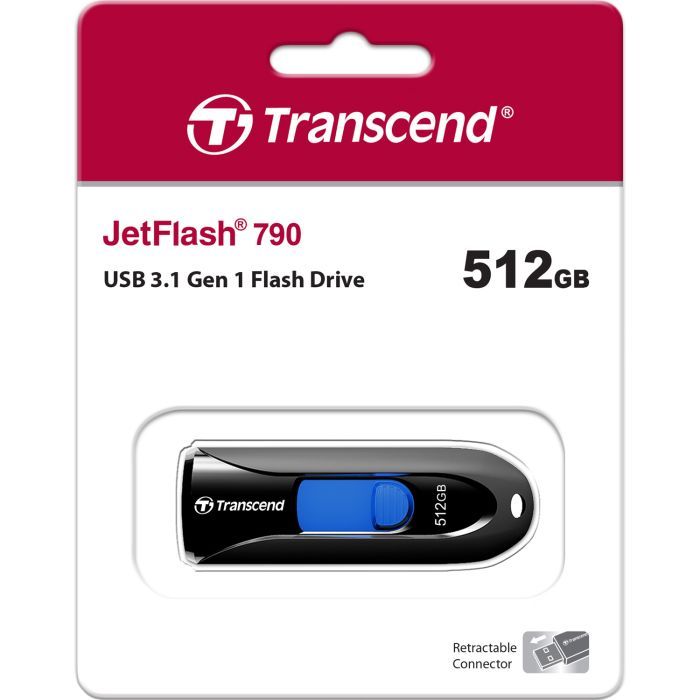 USB флеш накопитель Transcend 512GB JetFlash 790 Black USB 3.1 (TS512GJF790K) изображение 4
