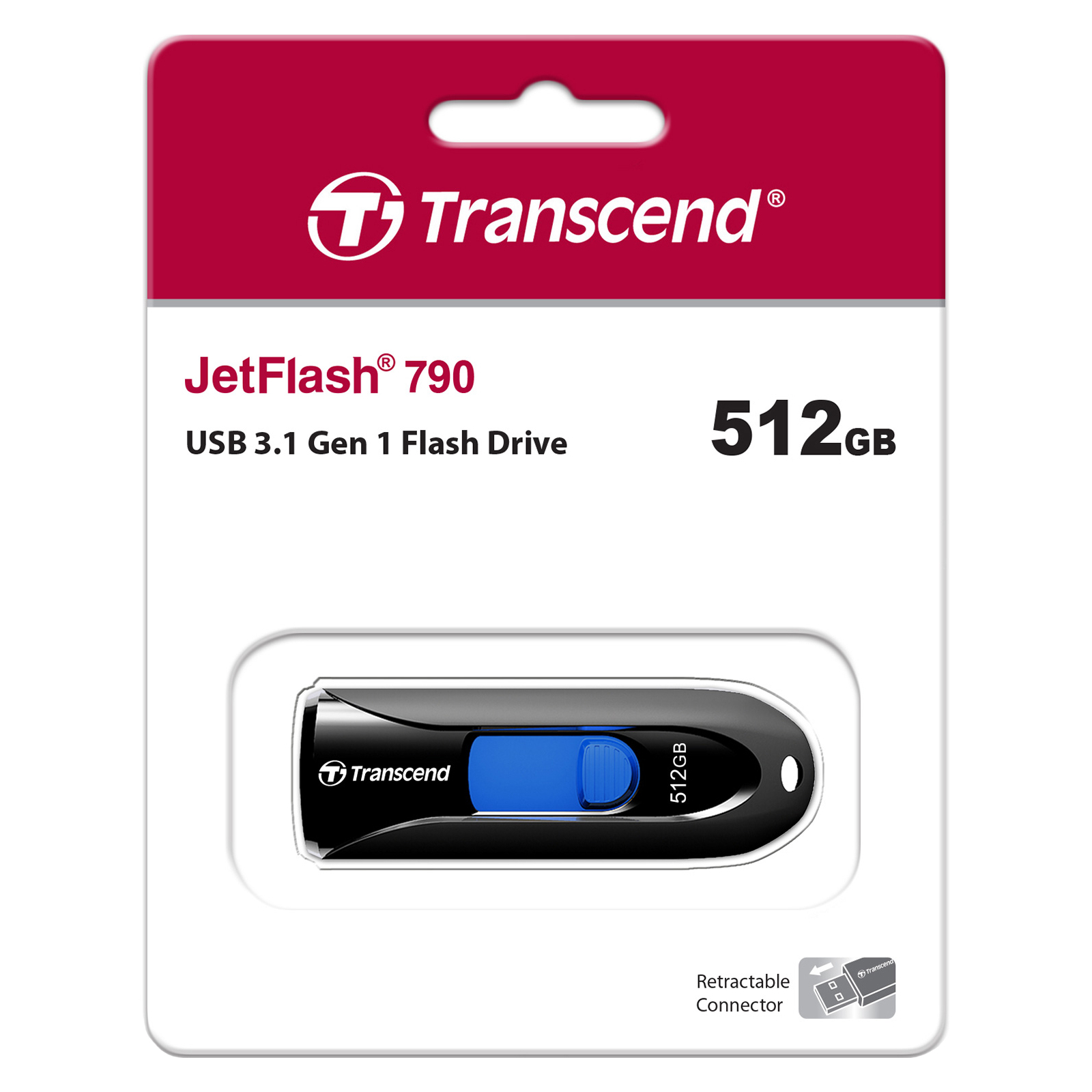 USB флеш накопитель Transcend 512GB JetFlash 790 Black USB 3.1 (TS512GJF790K) изображение 4