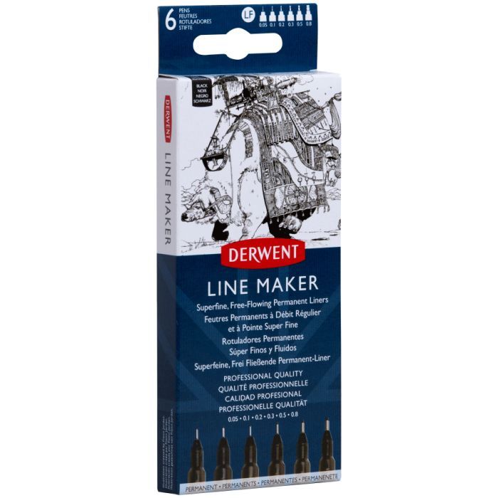 Лайнер Derwent набір Line Maker Black 6 шт, чорні (5028252595803) зображення 2