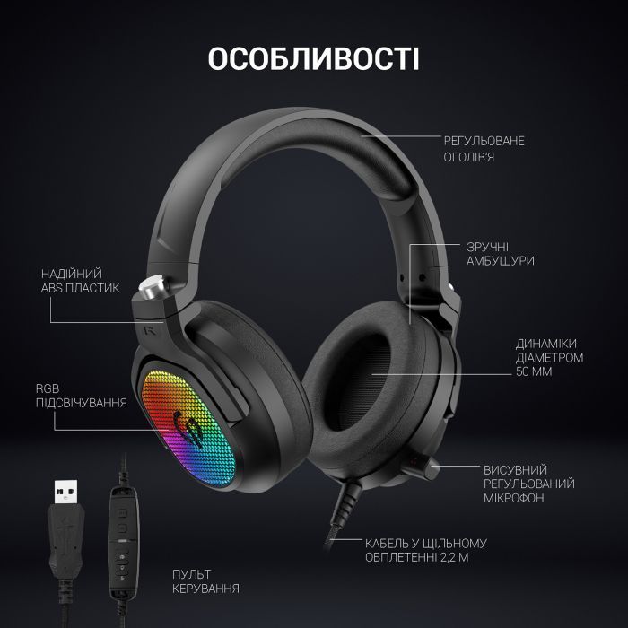 Наушники GamePro HS1300 RGB 7.1 Black (HS1300) изображение 5