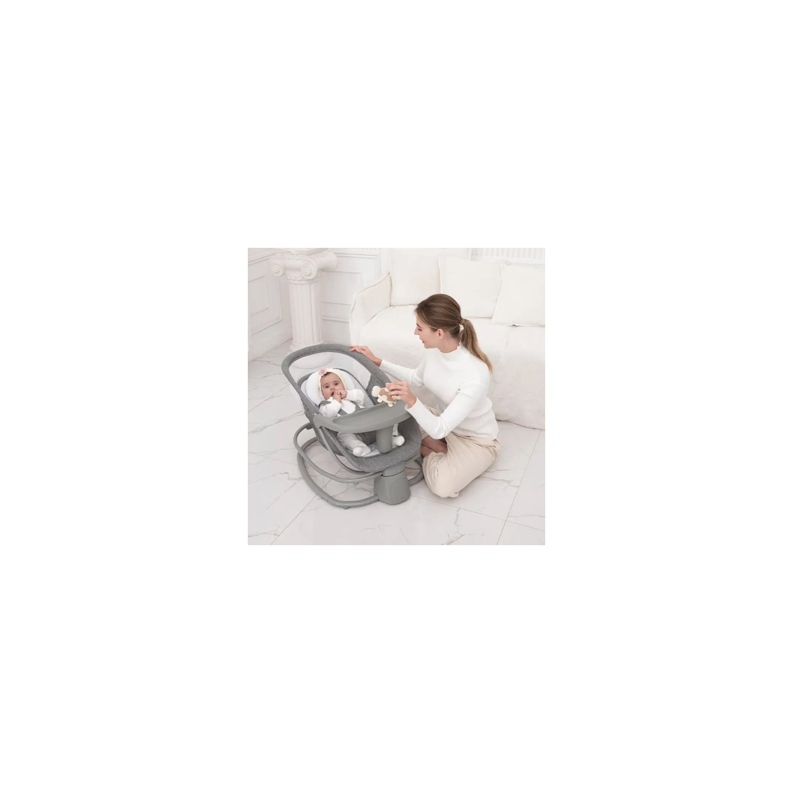 Кресло-качалка Mastela Укачивающий центр-шезлонг 4 в 1 light gray (Mastela 8113) изображение 9