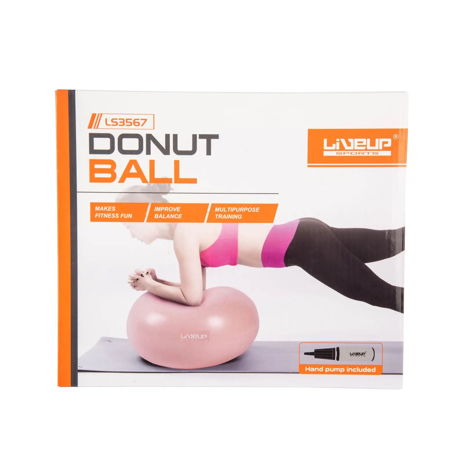 Мяч для фитнеса LiveUp Donut Ball LS3567-p рожевий 45х25см (6951376104165) изображение 3
